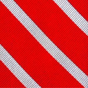 J. Crew "The Silk Tie" Red with Pale Blue Stripe Skinny Silk Tie